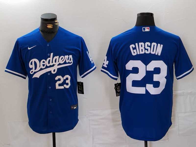 Mens Los Angeles Dodgers #23 Kirk Gibson Number Blue Cool Base Stitched Jerseys